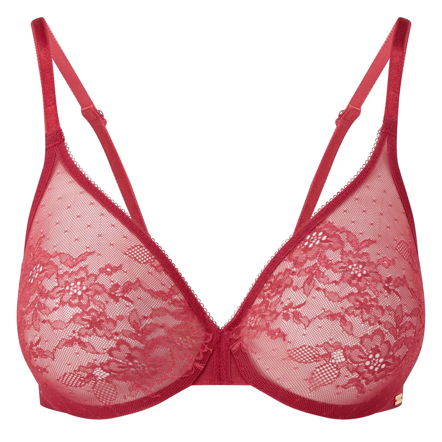 Gossard Glossies Lace Raspberry Blush Sheer Molded Bra