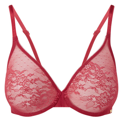Gossard Glossies Lace Raspberry Blush Sheer Molded Bra