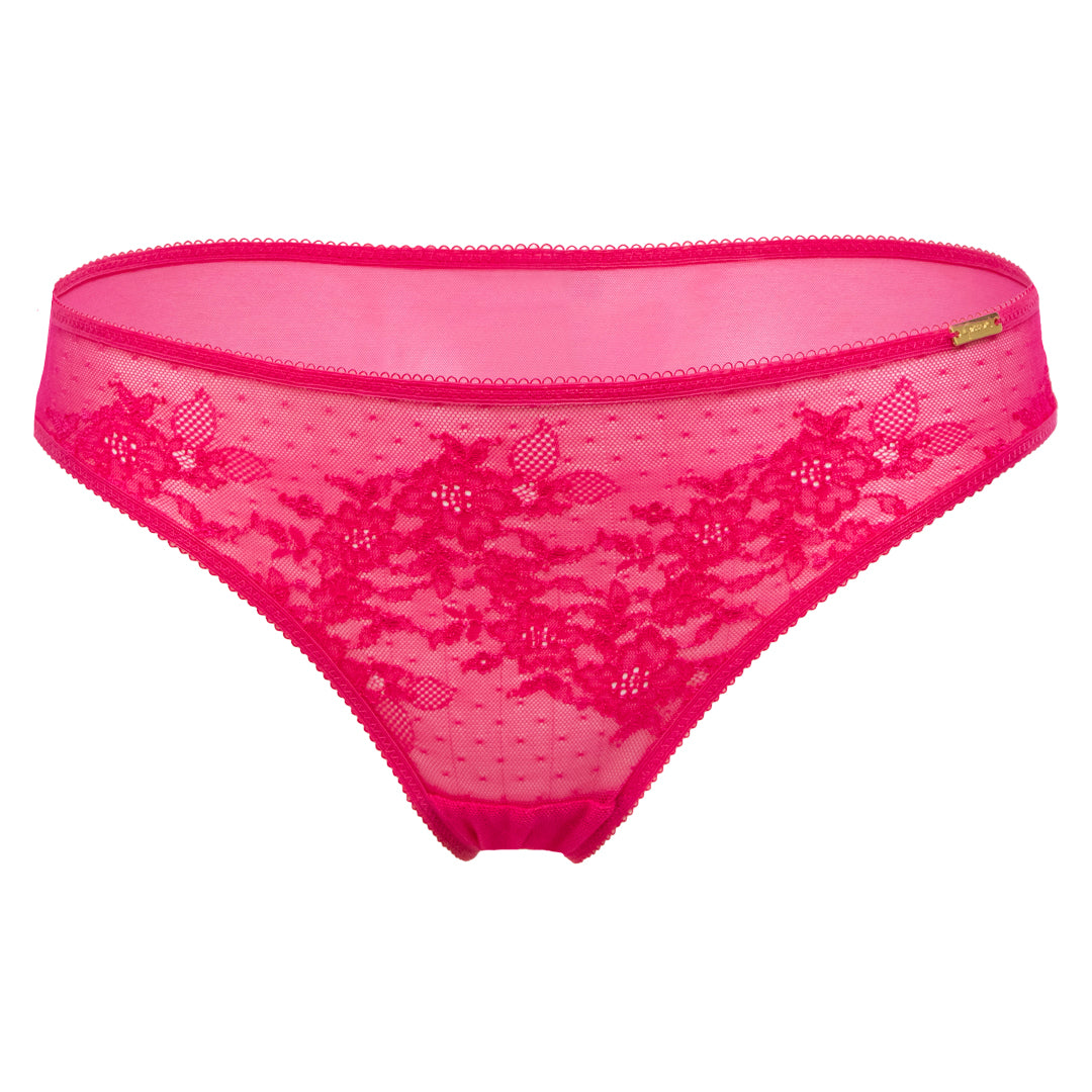 Gossard Glossies Lace Hot Pink Sheer Bikini Panty
