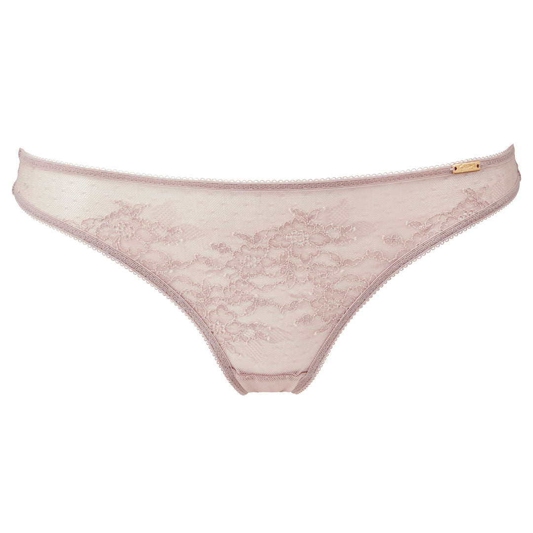 Gossard Glossies Lace Mink Sheer Thong Panty