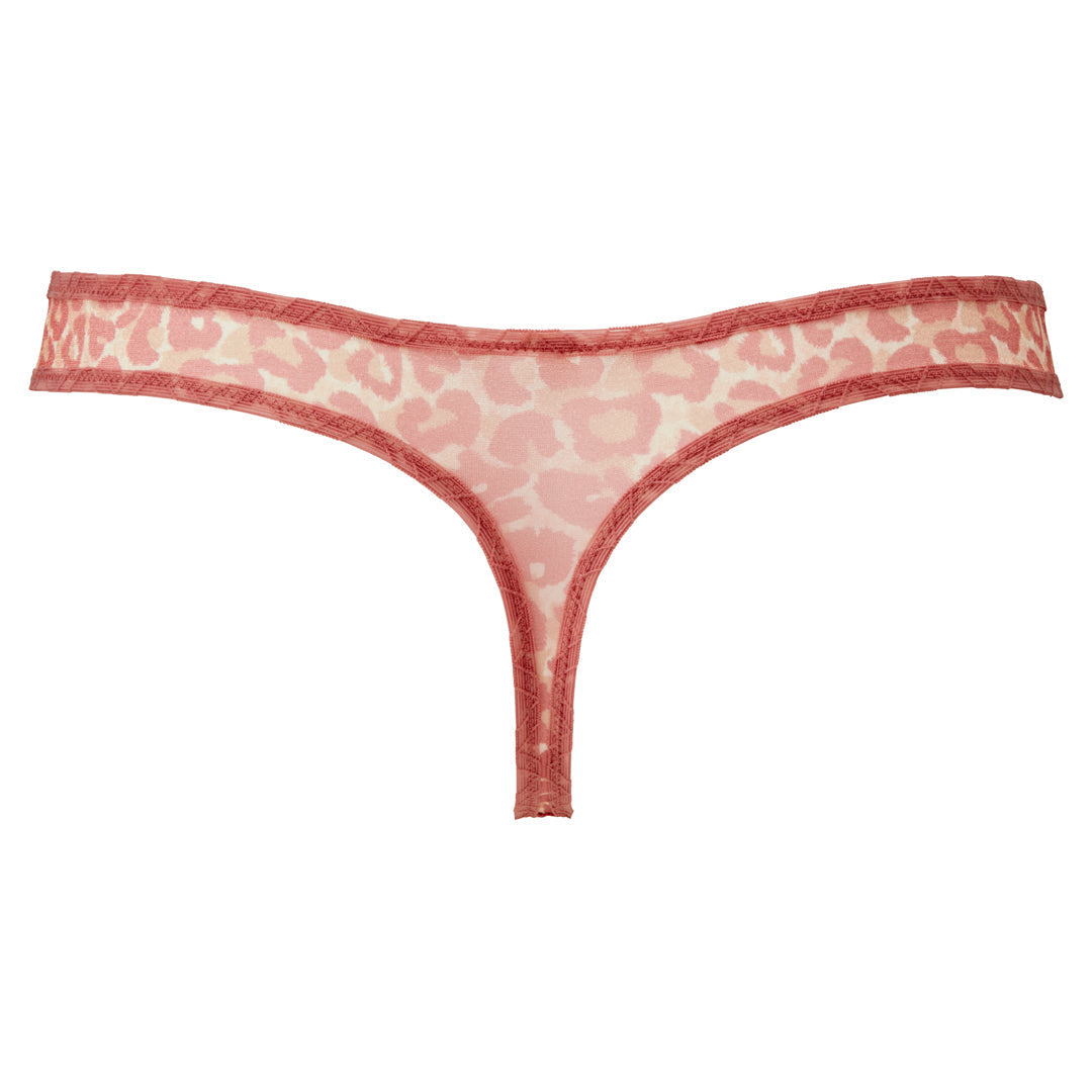 Gossard Glossies Leopard Pink Printed Sheer Thong Panty
