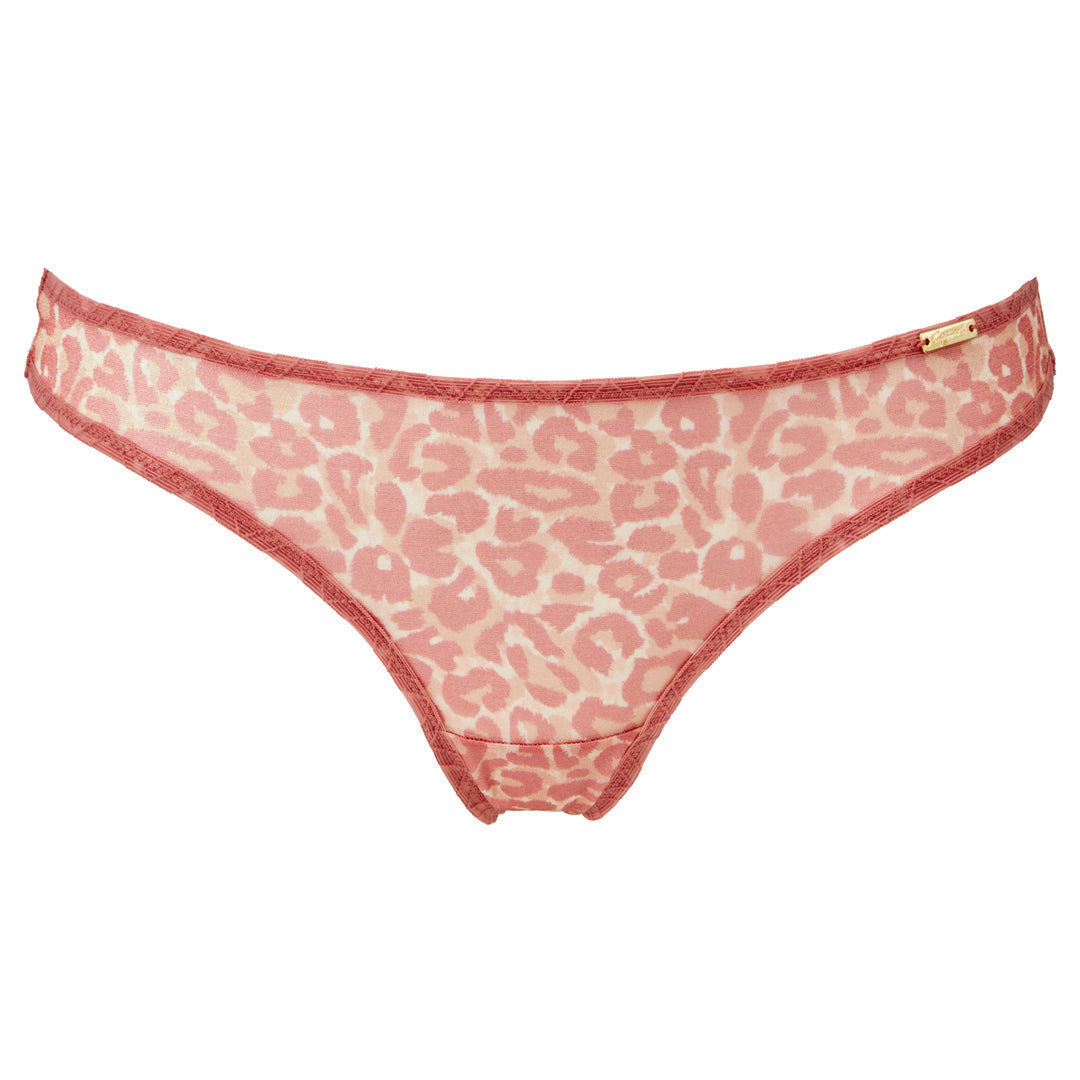 Gossard Glossies Leopard Pink Printed Sheer Thong Panty