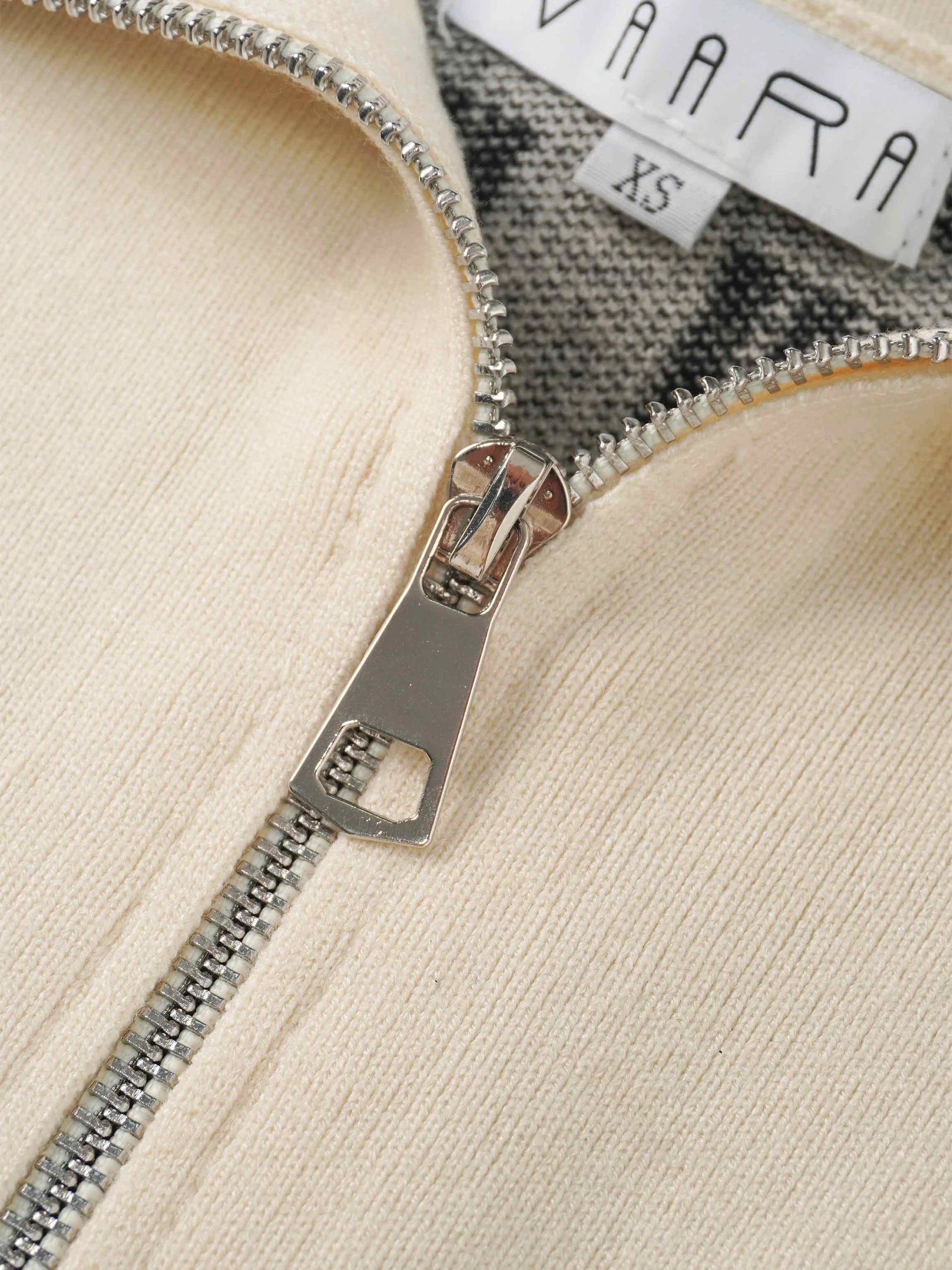 Half Zip Shawl Collar Sweater-Cream/Black by VAARA