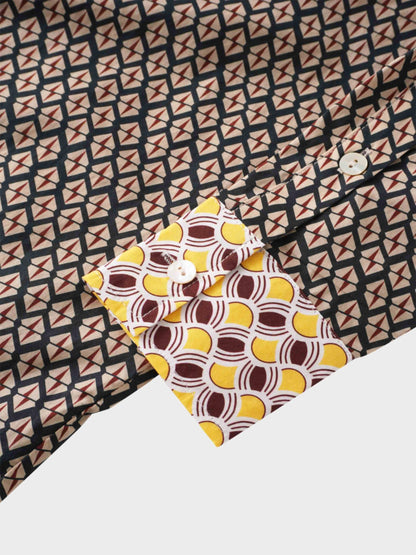 Cotton Bow Blouse-Two Tone Geometric by MEENA