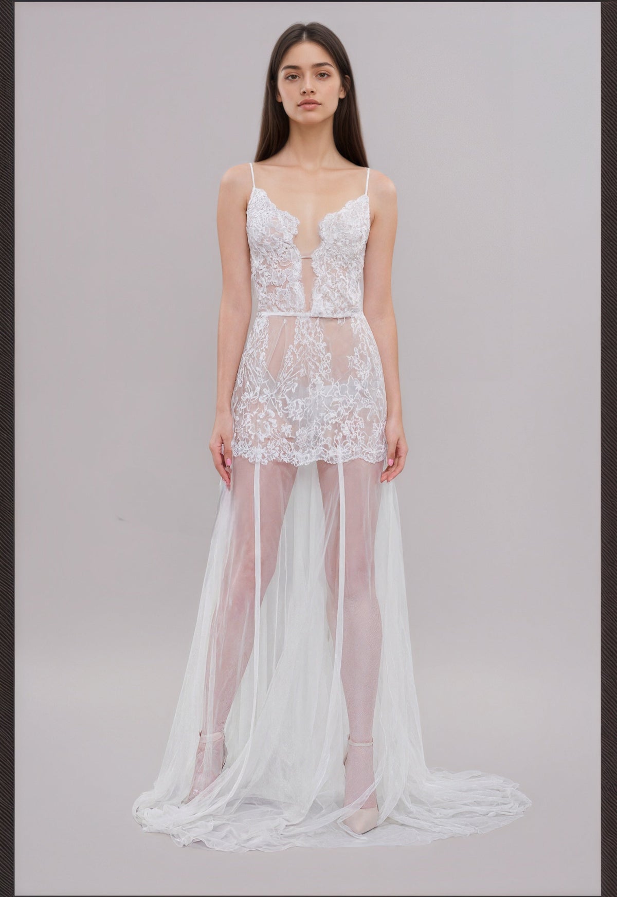 Aureline Veil Sheer Lace Boudoir Gown