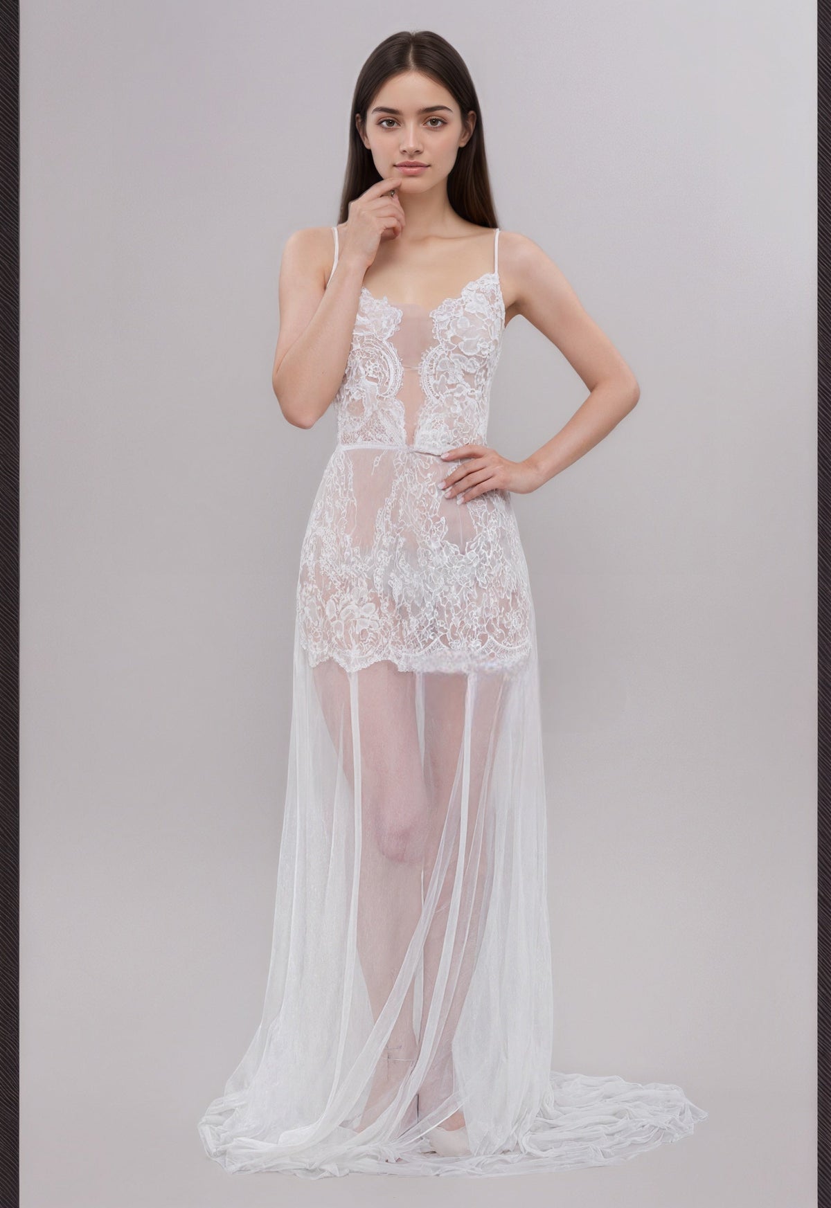 Aureline Veil Sheer Lace Boudoir Gown