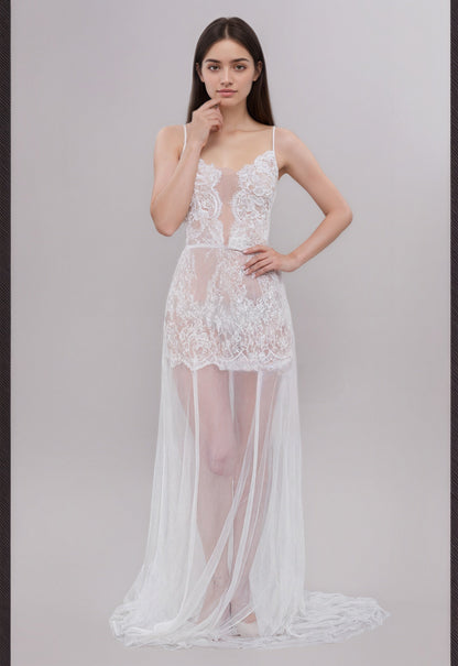 Aureline Veil Sheer Lace Boudoir Gown