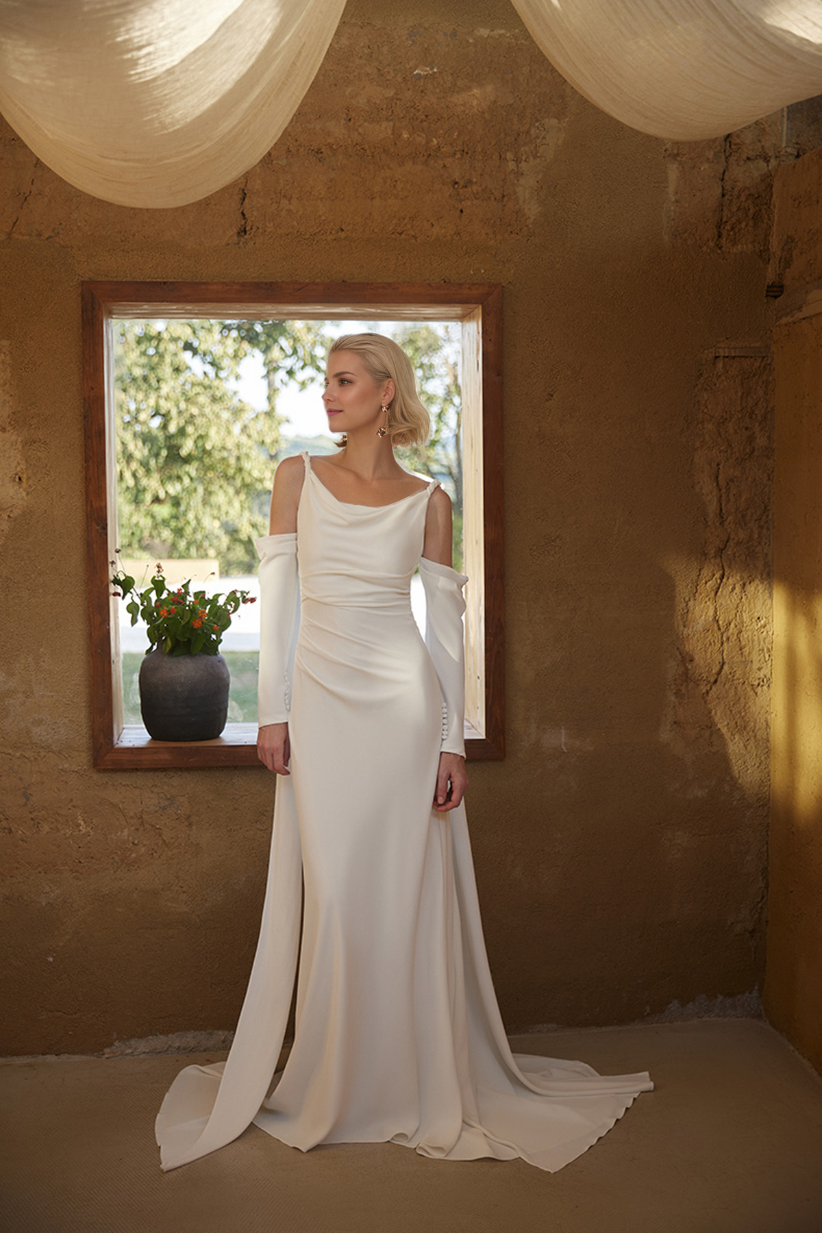 Isabeau Promise Draped Satin Wedding Gown