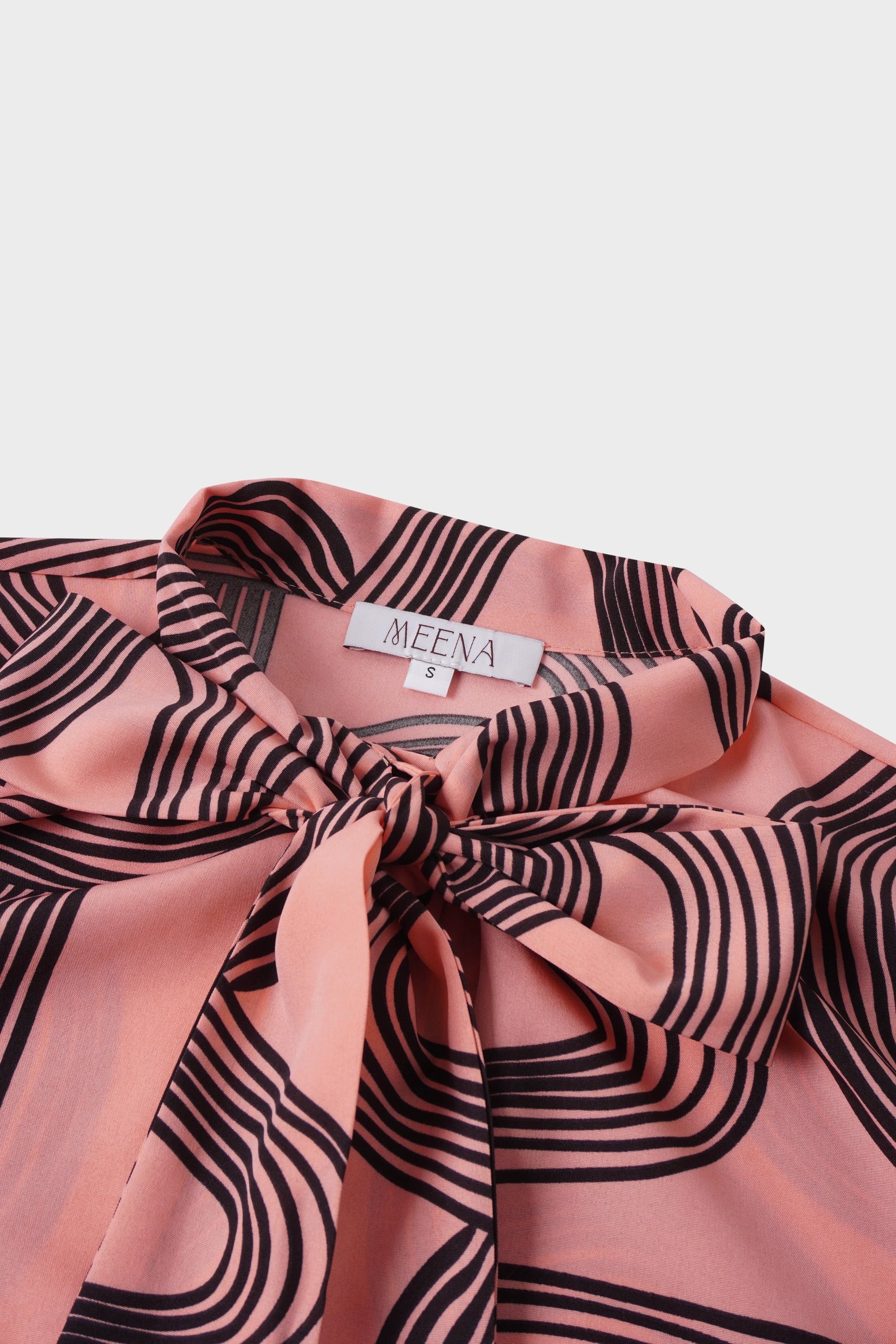 Front Placket Bow Blouse-Black Swirl by MEENA