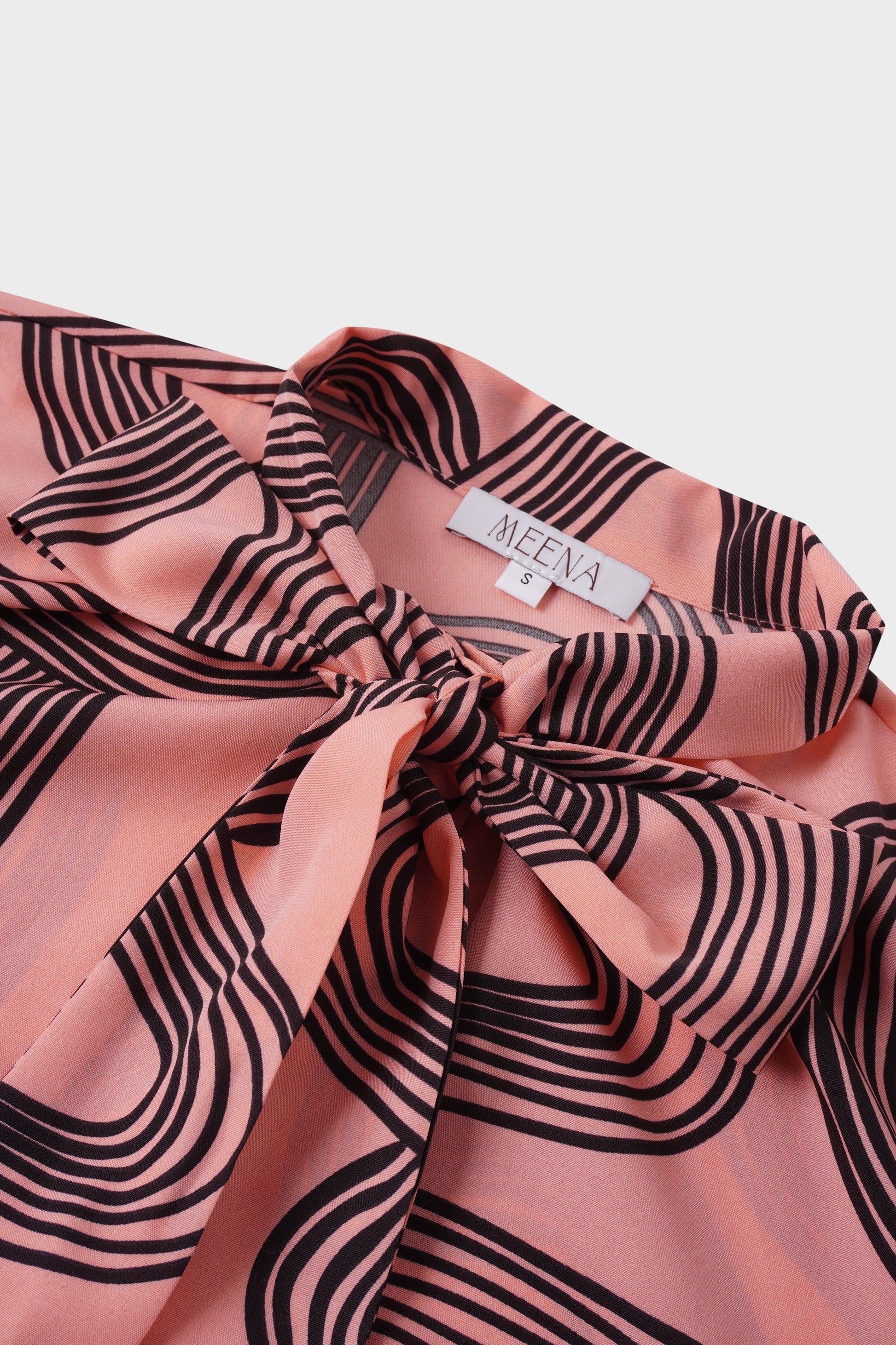 Front Placket Bow Blouse-Black Swirl by MEENA