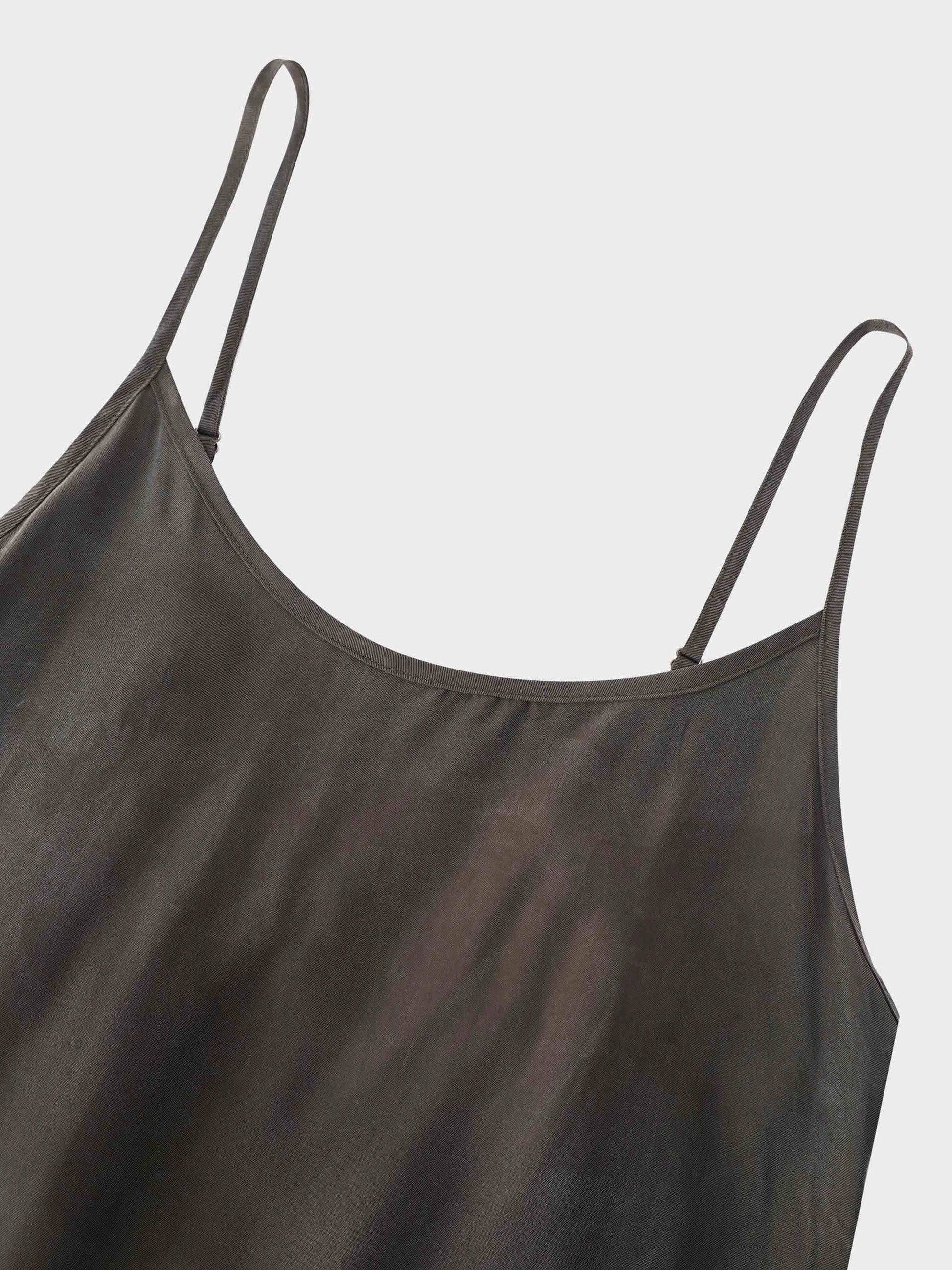 Cupro Crew Neck Slip Dress-Olive by HAILEY