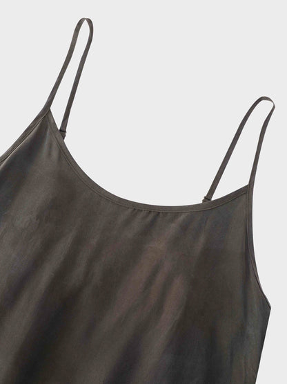 Cupro Crew Neck Slip Dress-Olive by HAILEY