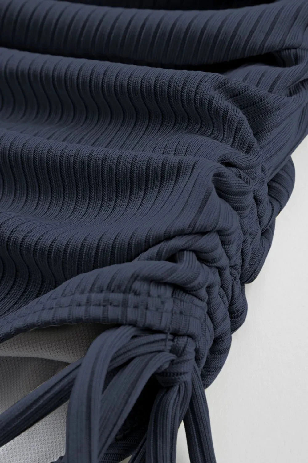 Ribbed Drawstring Sides Cutout One Piece Swimsuit by Trendsi