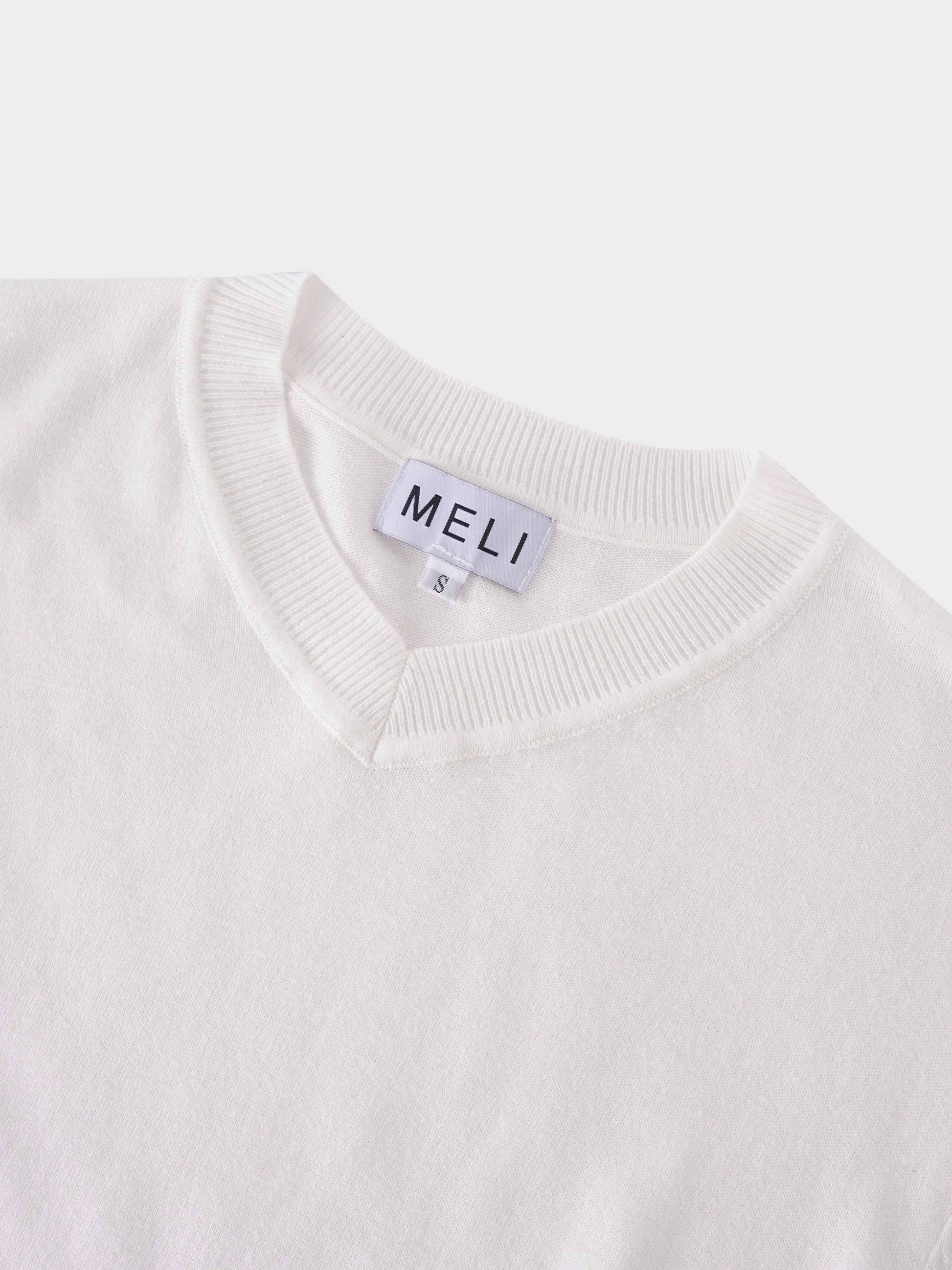 High V Lightweight Sweater-White by MELI