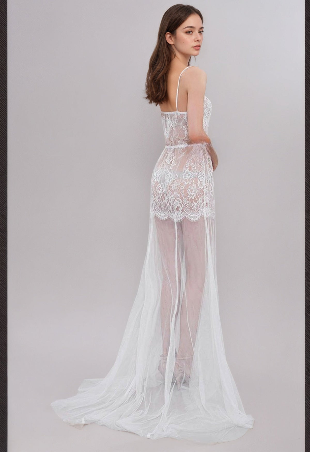 Aureline Veil Sheer Lace Boudoir Gown
