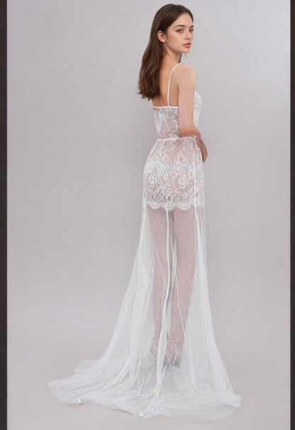 Aureline Veil Sheer Lace Boudoir Gown