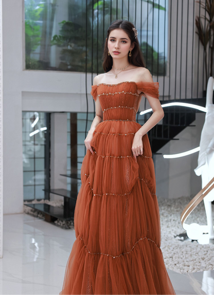 Ottilie Reverie Tiered Off-Shoulder Tulle Gown