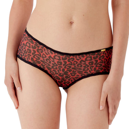Gossard Glossies Leopard Red Printed Sheer Boy Short Panty