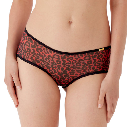 Gossard Glossies Leopard Red Printed Sheer Boy Short Panty