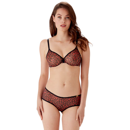 Gossard Glossies Leopard Red Printed Sheer Boy Short Panty