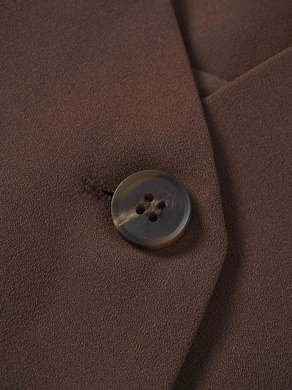 Button Down Crepe Vest-Brown by MEENA
