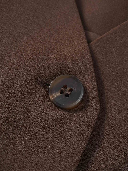 Button Down Crepe Vest-Brown by MEENA