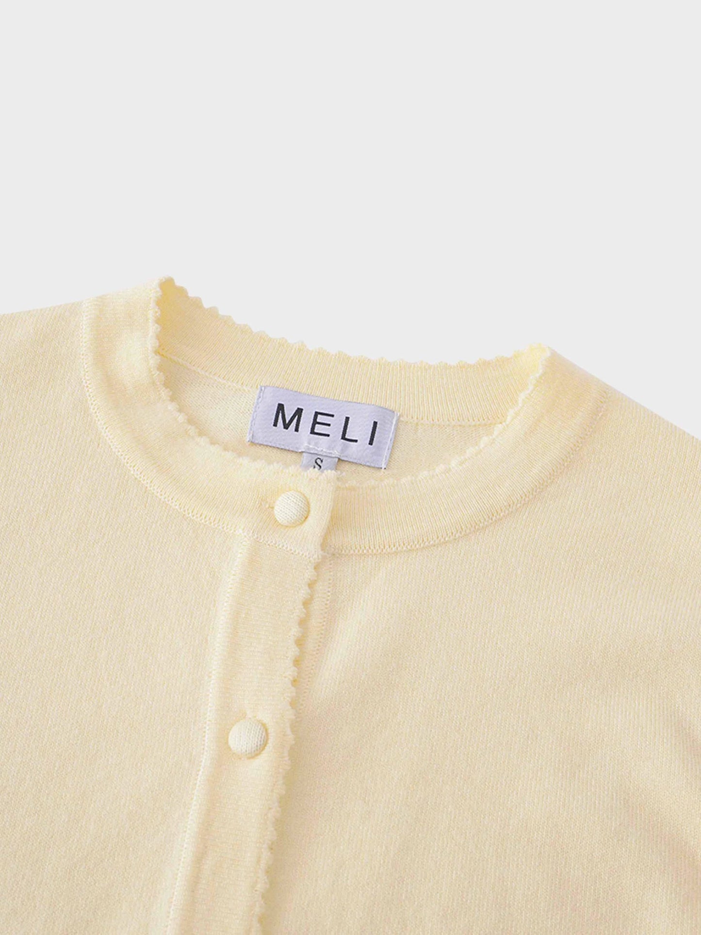 Trim Detail Crew Crop Cardigan-Yellow by MELI