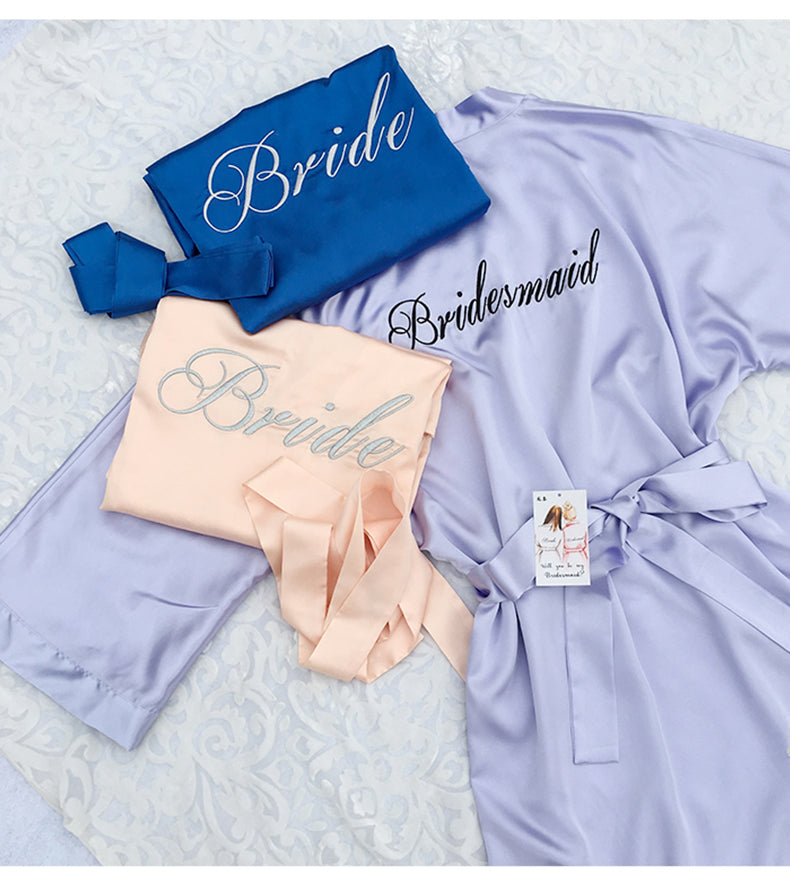 Before the Vows Personalized Satin Bridal Party Robe