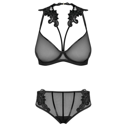 Sexy Sheer Demi Bra & Mesh Bikini Panty Set Majesty by NOIR HANDMADE