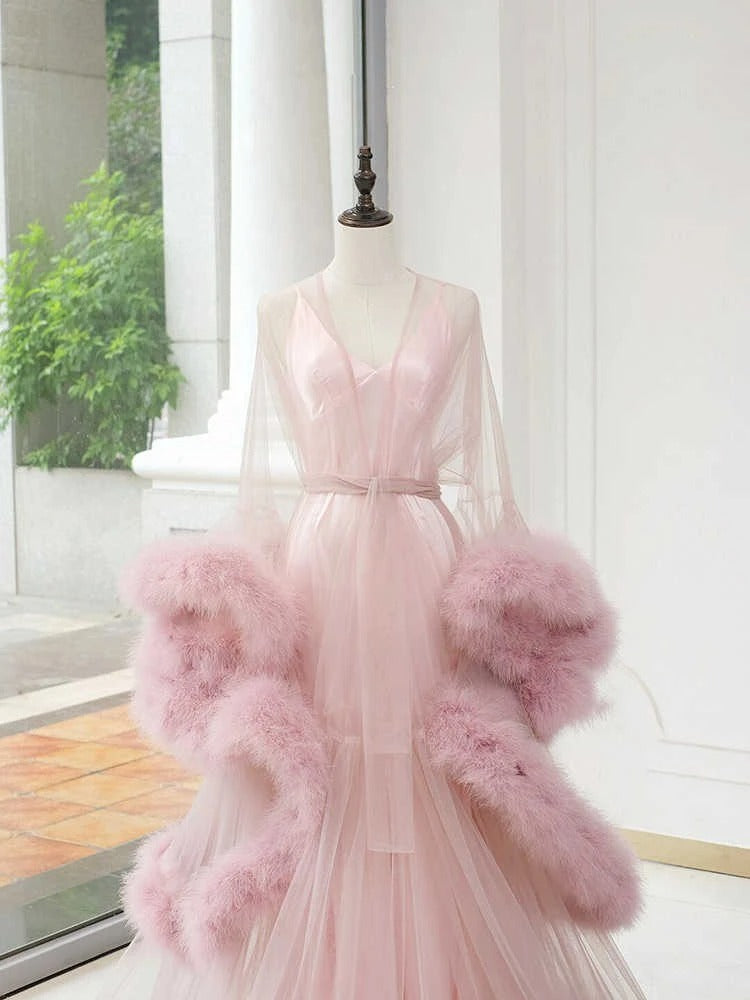 Featherlight Reverie Tulle Robe and Nightgown Set