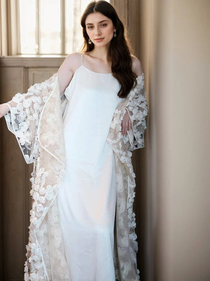 Fleurine Garden Dimensional Floral Lace Bridal Robe