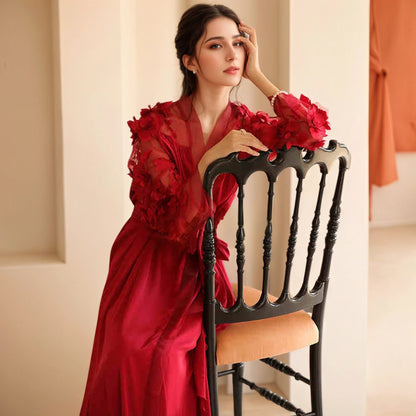 Fleurielle Bloom Floral-Applique Bridal Robe