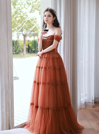 Ottilie Reverie Tiered Off-Shoulder Tulle Gown