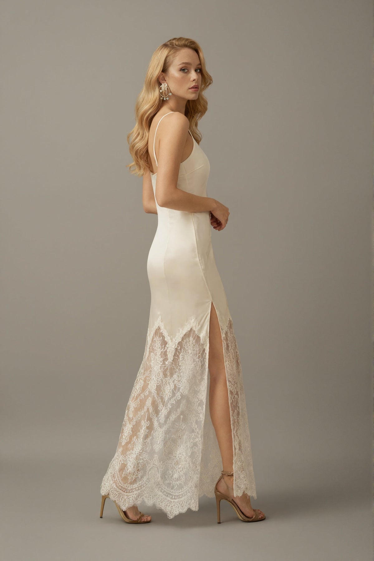 Viola Matin Lace Robe and Satin Nightgown Set