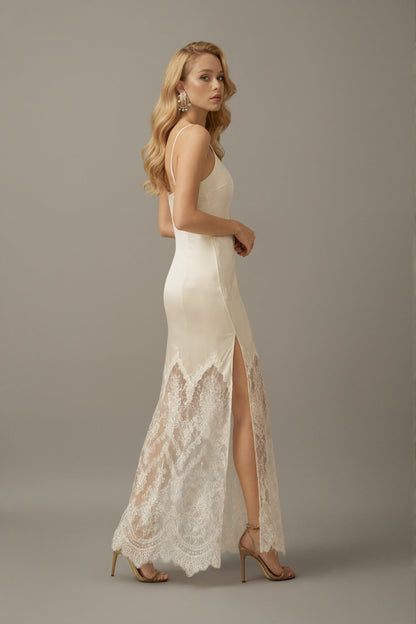 Viola Matin Lace Robe and Satin Nightgown Set