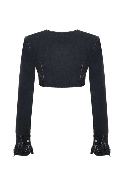 JENDUE Luciano Jacket - Cropped Black Denim Bolero