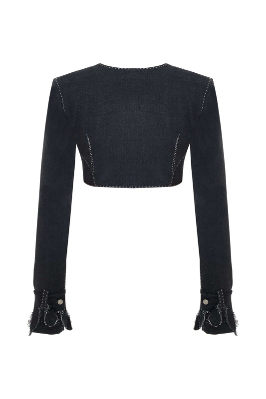 JENDUE Luciano Jacket - Cropped Black Denim Bolero