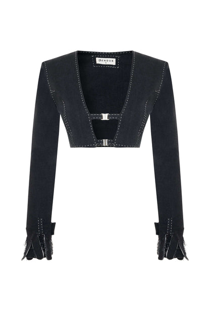 JENDUE Luciano Jacket - Cropped Black Denim Bolero
