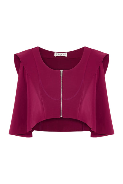 JENDUE Cècile Crop and Vest - Designer Zip-Up Bolero Top