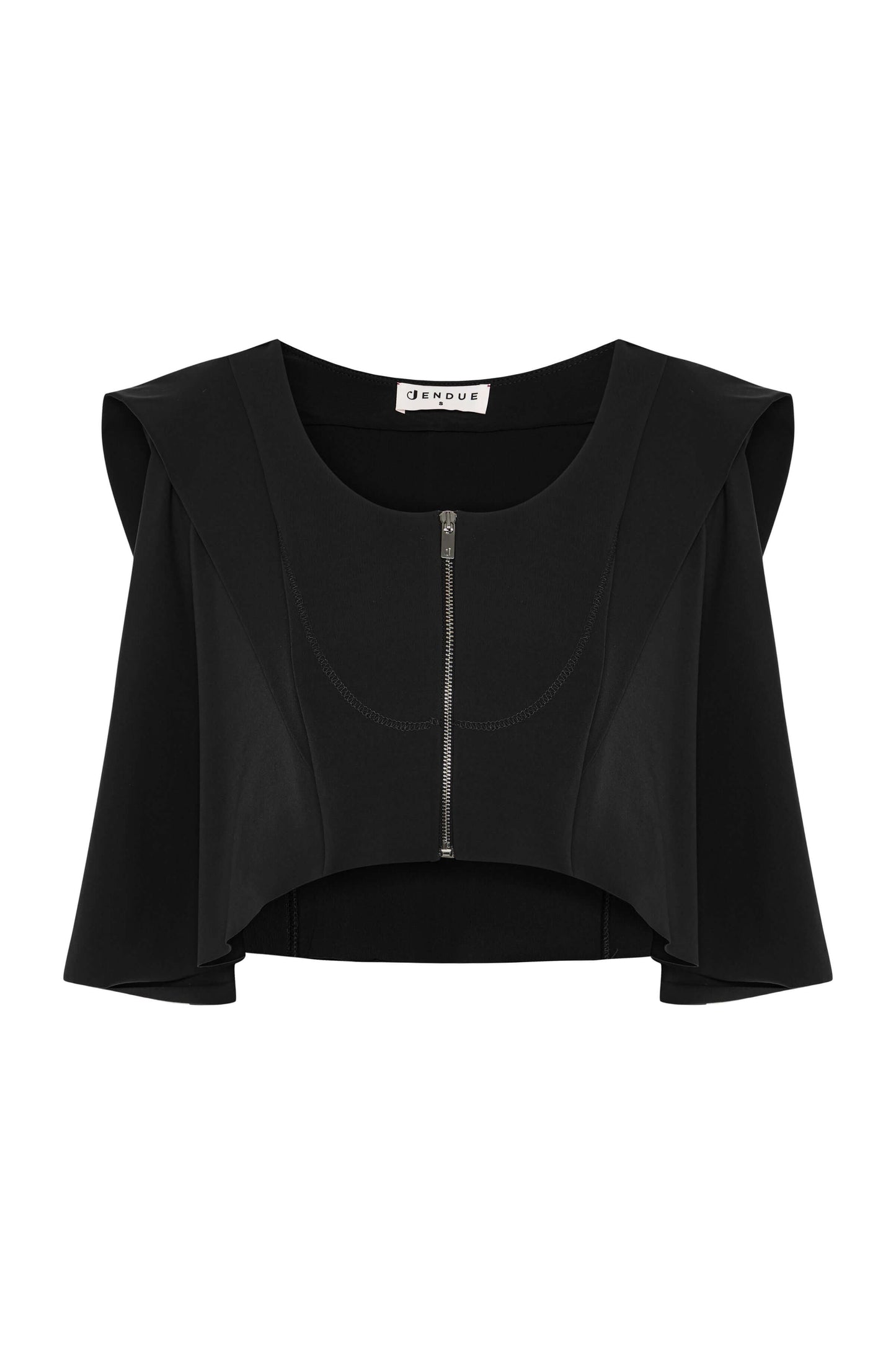 JENDUE Cècile Crop and Vest - Designer Zip-Up Bolero Top