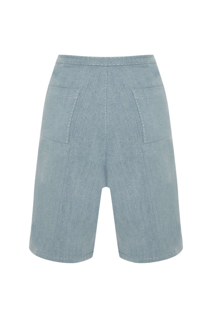 JENDUE Stormbringer Light Blue Denim Cut-Out Shorts