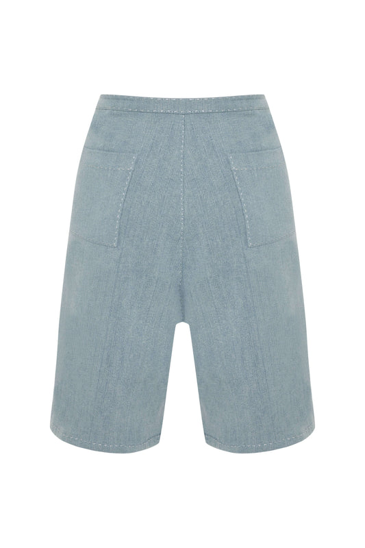 JENDUE Stormbringer Light Blue Denim Cut-Out Shorts