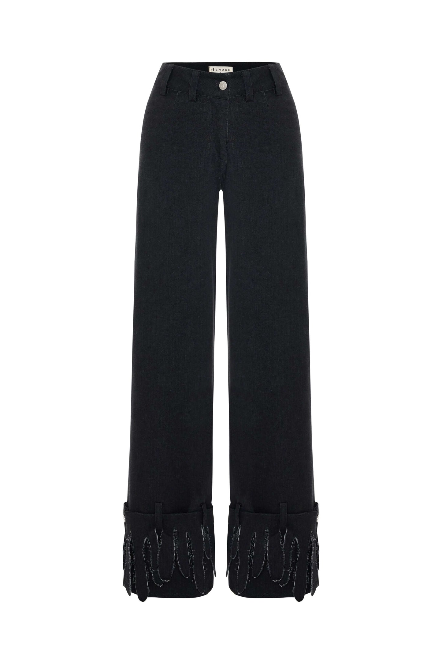JENDUE Luciano Trousers - Wide-Leg Black Denim Pants