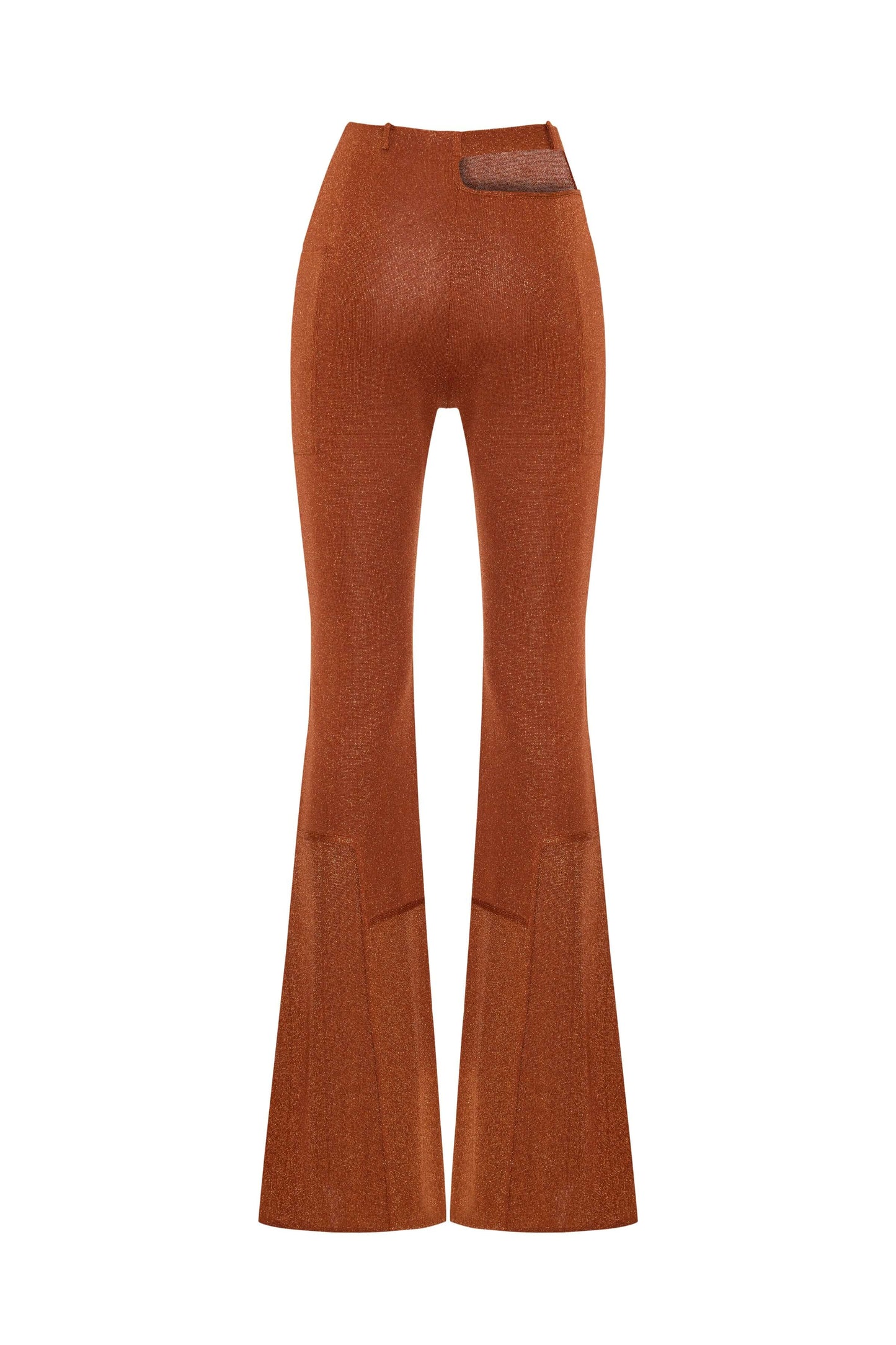 JENDUE Amarah Trousers - Metallic Russet Flare Leg Pants