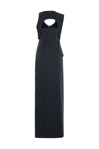 JENDUE Raffinato Dress - Denim Cut-Out Maxi Dress