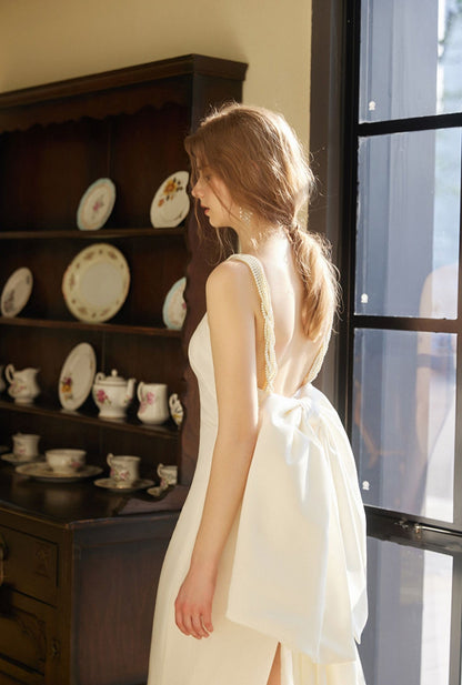 Vow in Motion Pearl-Detail Halter Bridal Gown