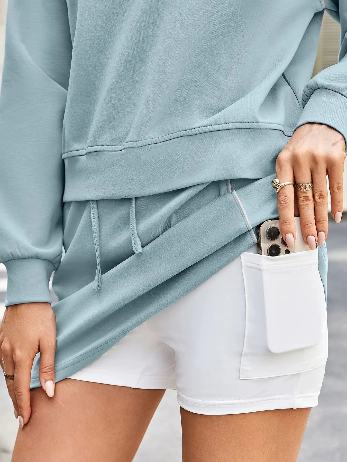 Round Neck Raglan Sleeve Top and Skort Set by Trendsi