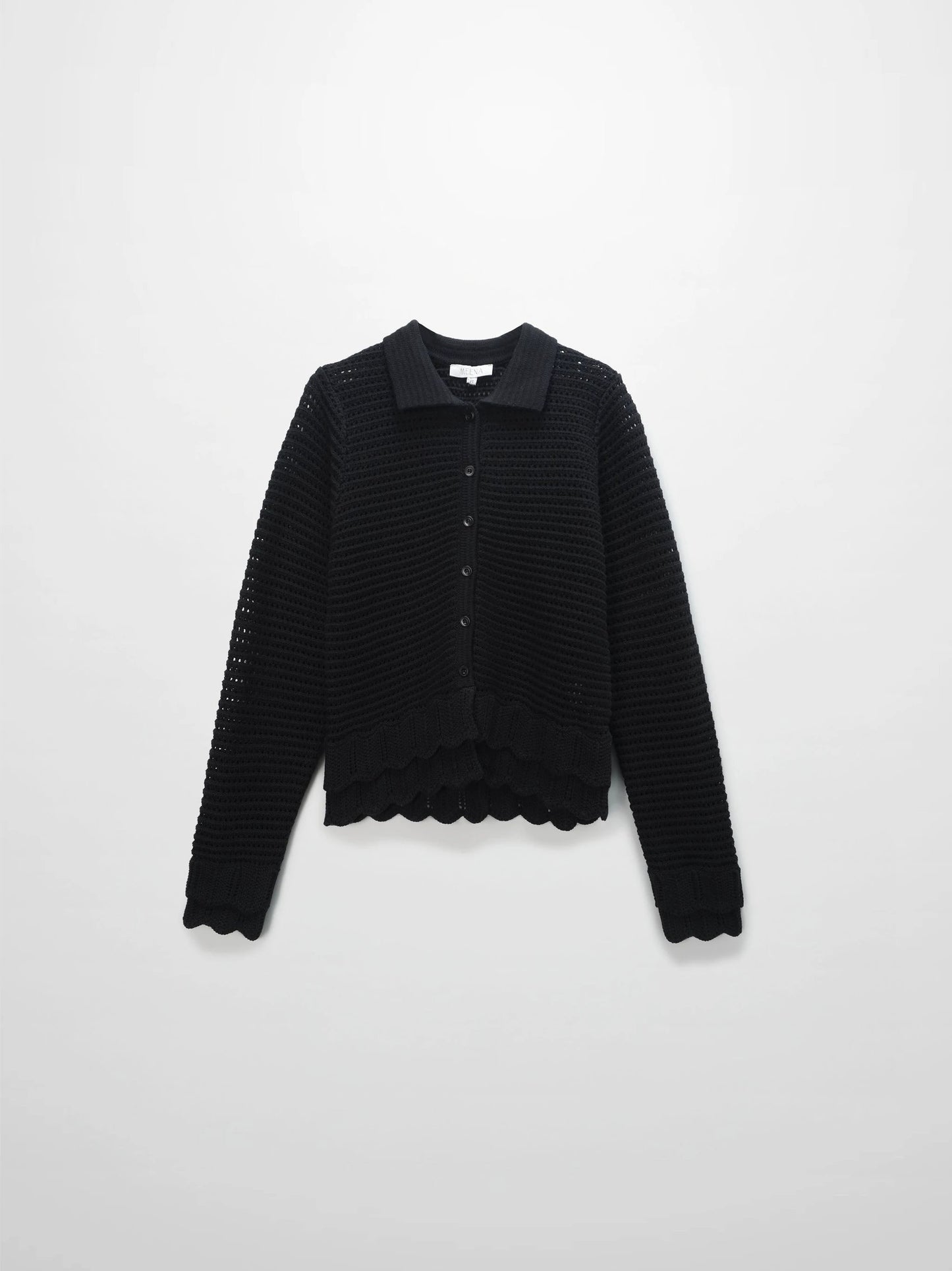 Crochet Ruffle Cardigan-Black by MEENA