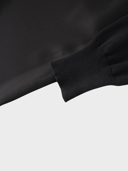 Knit Top Mock Neck Dress-Black by TARI