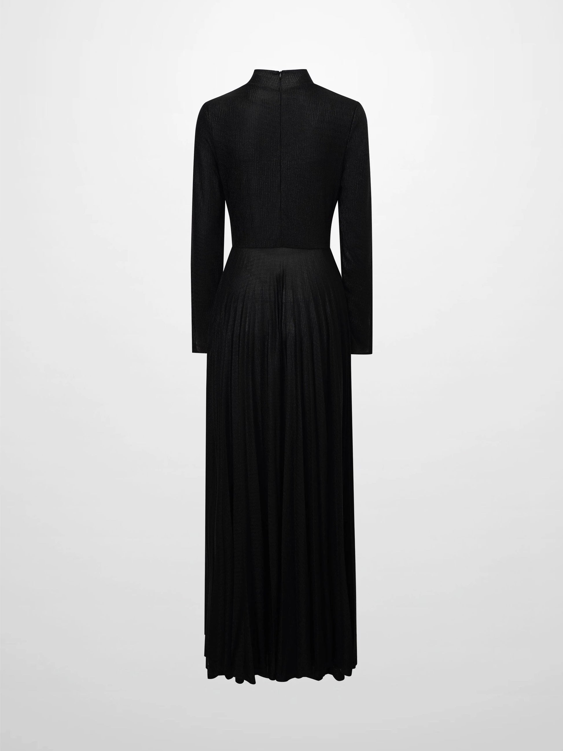 Pleat Bottom Stretch Maxi Dress-Black Shimmer by MEENA